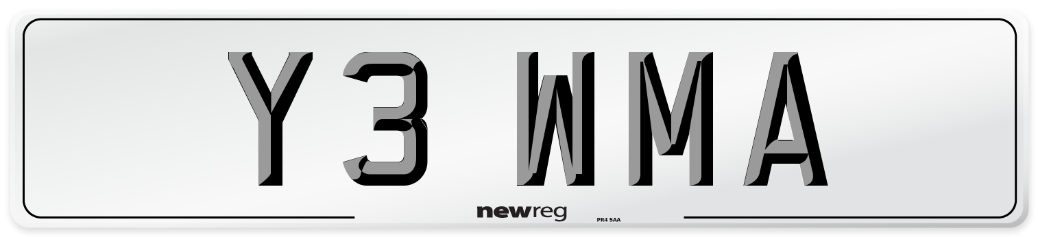 Y3 WMA Number Plate from New Reg